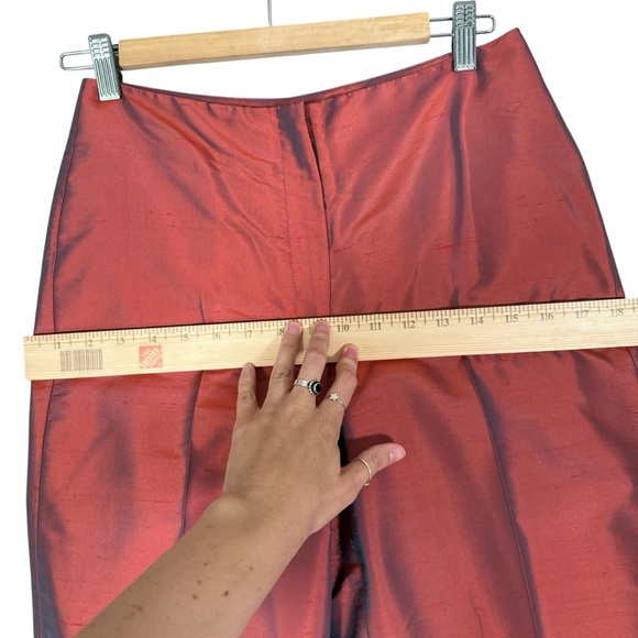 Vintage 100% Shot Silk Red / Blue Shift Straight Leg Cropped Pants Maximalist 4 - Picture 5 of 6